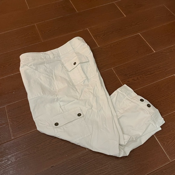 Westbound white Utility Cargo pants cropped size 14 cotton spandex five pocket - Picture 6 of 16
